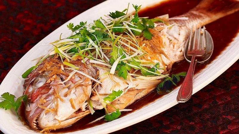 cá hồng biển hấp xì dầu