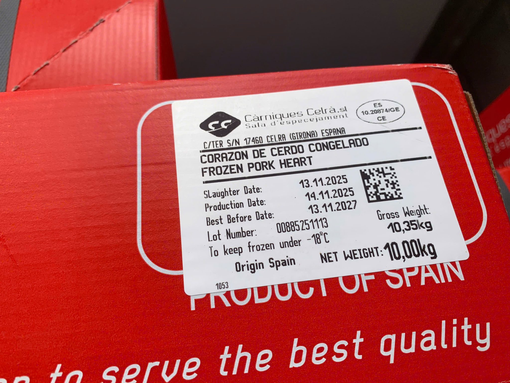 tim heo đông lạnh nhập khẩu tây ban nha