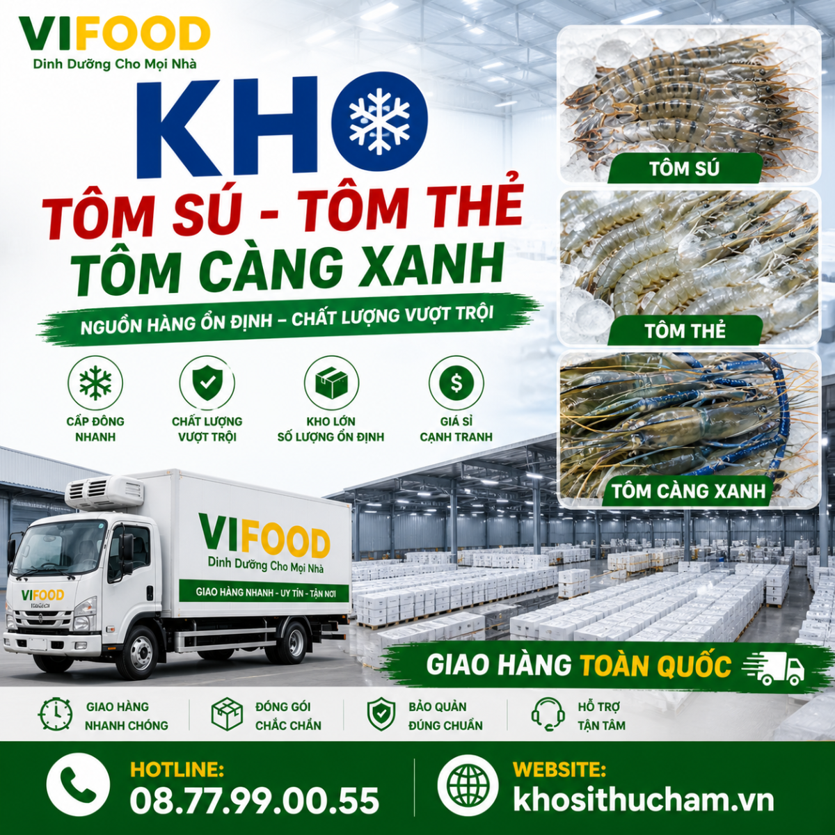 Kho tôm đông lạnh VIFOOD tại TP.HCM