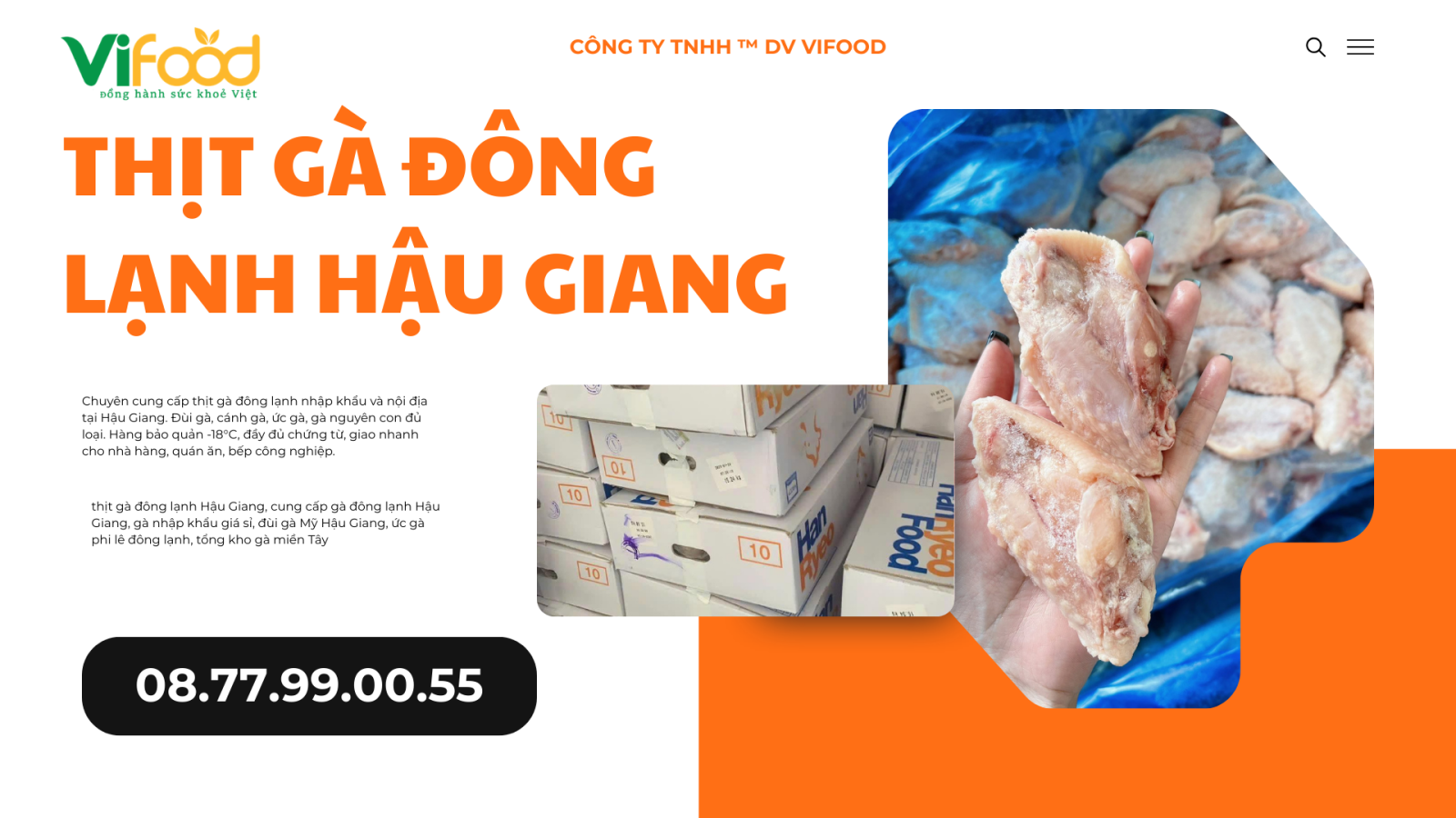 Thịt gà đông lạnh giá sỉ tại Hậu Giang