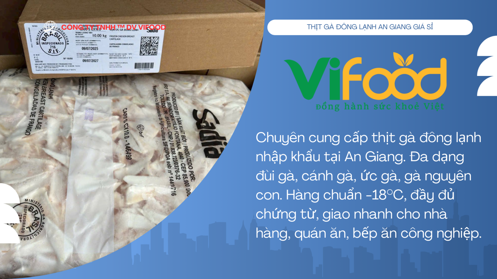 Thịt gà đông lạnh giá sỉ tại An Giang